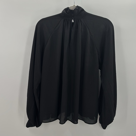 Madewell Turtleneck Long-Sleeve Top in Chiffon in True black size M NWT NT228 - Picture 8 of 15